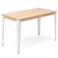 mesa lunds estudio 160x60x75cm blanca madera acabado natural estilo nordico industrial box furniture