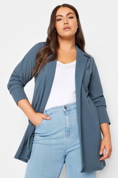 Yours Blazer Azul Sin Botones, Mujer Curvy Y Tallas Grandes, Yours
