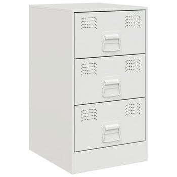 Mesita De Noche Acero Blanco 34,5x39x62 Cm Vidaxl