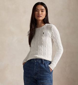 Polo Ralph Lauren para mujer. 211971869007 Jersey de algodón en punto de ochos blanco (XXL), Casual