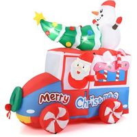 papa noel inflable de 177 cm en coche de navidad costway vehiculo inflable con papa noel
