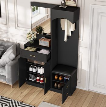 Armario recibidor de mdf negro 110x33x185,5 cm