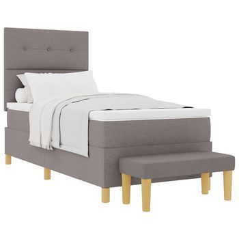 Cama Tipo Box Spring Con Cojín Taupé 200 X 80 Cm Tela Vidaxl