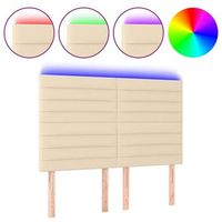 cabecero cama  panel de cabecera con luces led tela crema 144x5x118128 cm