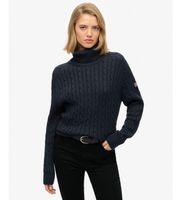 superdry para mujer w6110614a jersey de ochos holgado cuello vuelto marino s casual algodon manga larga