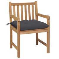 sillas de jardin 2 uds  silla de exterior  sillon madera de teca y cojines gris antracita