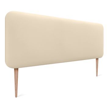 Dhome Cabecero Tapizado Liso Redondeado Polipiel Con Patas Para Pared Acústicos Cabeceros Absorbentes Cabezal Cama Dormitorio (vainilla, 145cm)