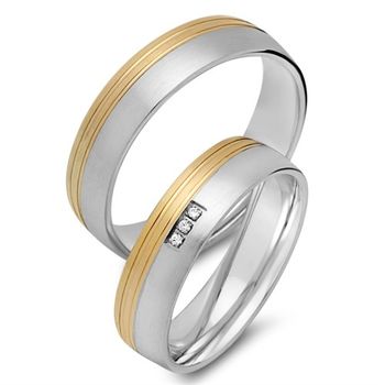 Alianzas 8 quilates oro amarillo-blanco 3 diamantes