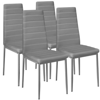 4 sillas de comedor con acolchado, polipiel, 41 x 45 x 98.5 cm, gris