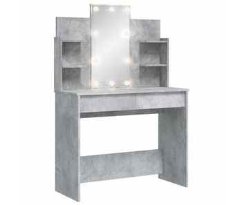 Tocador - tocador de maquillaje - mesa de tocador con luces led gris hormigón 96x40x142 cm