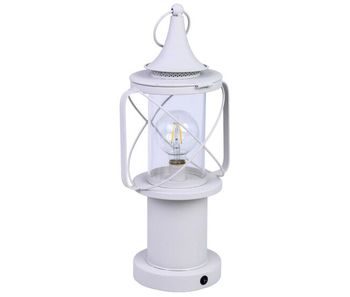 Lámpara de mesa de metal blanco con luz led 21x18.5x46.5/52.5h cm