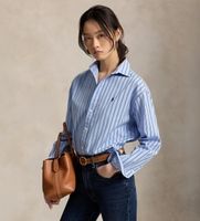 polo ralph lauren para mujer 211910743514 camisa de algodon con rayas relaxed fit azul s casual manga larga