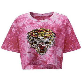 Ed Hardy Blusa Los Tigre Grop Top Rosa para mujer