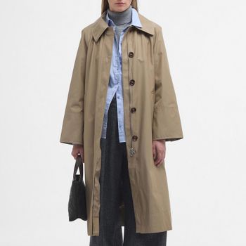 Barbour Women's Barbour Beatrix Showerproof Trench - Light Trench/Sky Dress Tartan - 14
