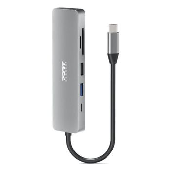 Hub USB-C Port Designs 900162 4 puertos HDMI 4K 60 Hz Plata
