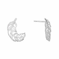 silver feather stud earrings
