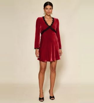 Rixo para mujer. 010.02417.425.06927 Vestido Macie rojo (XS), Casual, Viscosa, Manga larga