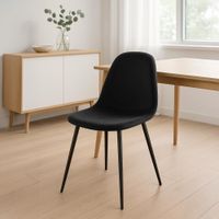 silla con patas de metal y asiento en terciopelo negro