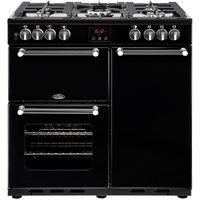 belling kensington 90dft 90 cm dual fuel range cooker - black black