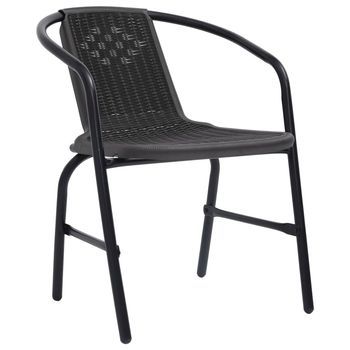 Pack 4 Uds Sillas De Jardín | Silla De Exterior | Sillón Ratán Plástico Y Acero 110 Kg
