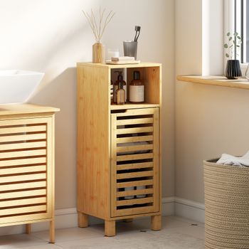 Mueble Auxiliar De Baño De Bambú Homcom 30x30x80 Cm-natural