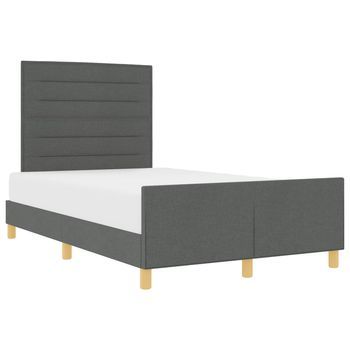 Cama Matrimonial | Cama Para Adulto | Estructura De Cama Con Cabecera Gris Oscuro 120 X 190 Cm Tela