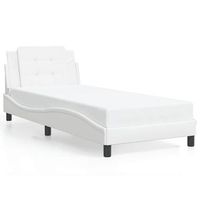 estructura de cama sin colchon zadar cuero sintetico blanco 90x200 cm vidaxl