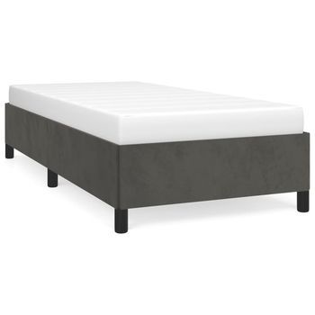 Cama Individual | Cama Para Adultos | Estructura De Cama De Terciopelo Gris Oscuro 90x190 Cm