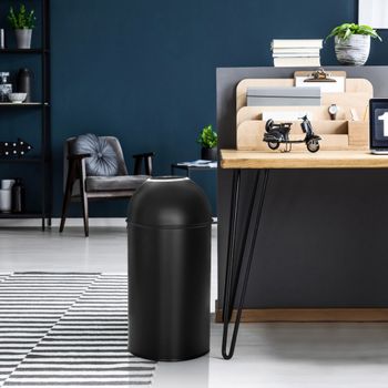 Cubo de basura de acero de 50 litros negro