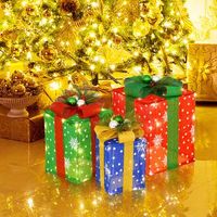 decoracion de 3 cajas de regalo de navidad iluminadas exquisitas con 52 luces led preiluminadas cfw40202