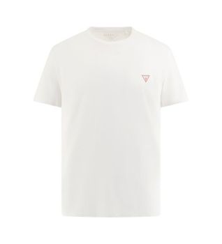 Guess para hombre. M2YI36I3Z14 Camiseta logotipo triángulo pequeño blanco (XXL), Casual, Algodón, Manga corta