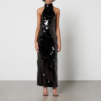 De La Vali Capella Sequined Mesh Midi Dress - UK 6