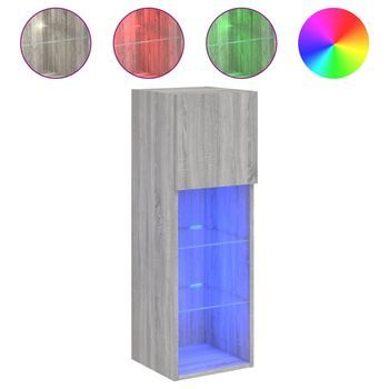 Mueble Para Tv Con Luces Led Gris Sonoma 30,5x30x90 Cm