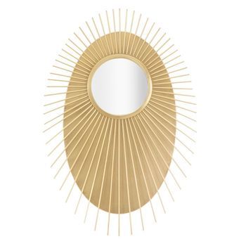 Espejo De Pared Oval Geométrico En Metal Dorado Cm 75x8x110,5