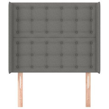 Cabecero Cama Mueble De Dormitorio Con Orejas De Tela Oscuro 103 X 16 X 118/128 Cm Gris M02_0003310