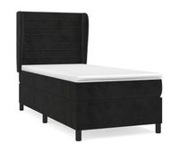 cama box spring con colchon terciopelo negro 90x200 cm rayas horizontales