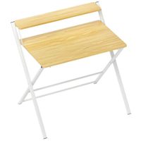 homcom escritorio plegable con estante abierto escritorio pequeno para estudio hogar oficina 86x66x82 cm natural