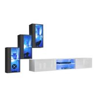conjunto de muebles de salon switch xxii  led  gris y blanco  diseno suspendido