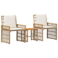 juego de muebles de exterior 3 piezas  mobiliario de jardin natural y crema