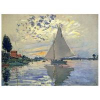 legendarte - cuadro lienzo impresion digital - velero en le petit-gennevilliers - claude monet - decoracion pared cm 50x70