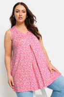 yours top sin mangas con vuelo rosa de flores mujer curvy y tallas grandes yours