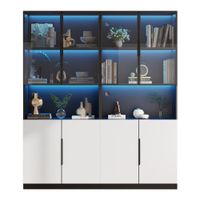 vitrina negra con 4 puertas de cristal blanco e iluminacion led