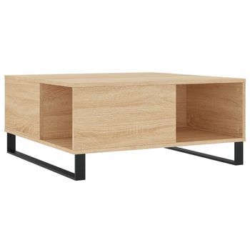 Mesa De Centro Madera Contrachapada Roble Sonoma 80x80x36,5 Cm Vidaxl