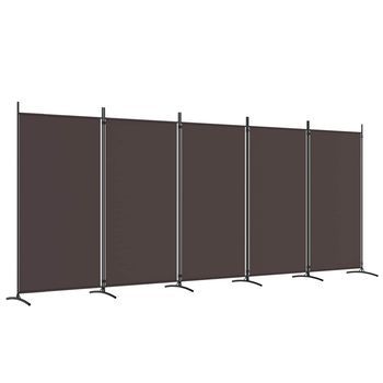 Biombo Divisor De 5 Paneles De Tela Marrón 433x180 Cm Vidaxl