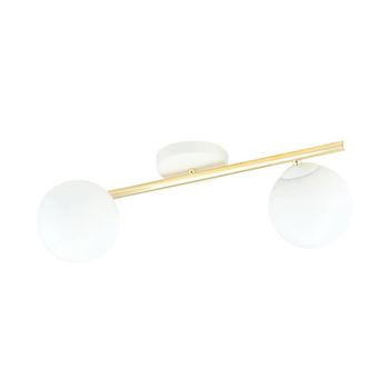 Regleta de techo con estructura dorada y blanca + 2 esferas blancas