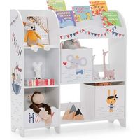estante para ninos con 3 niveles y 5 compartimientos para juguetes y libros costway 932 x 297 x 1022 cm