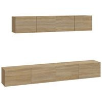set de muebles para tv 4 piezas madera contrachapada roble sonoma