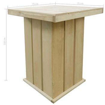 Mesa De Bar | Mesa De Bistró De Madera De Pino Impregnada 75x75x110 Cm