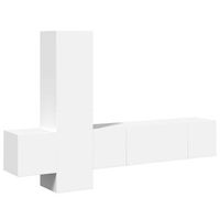 set de 5 uds muebles tv  mueble de salon  armario tv madera de ingenieria blanco