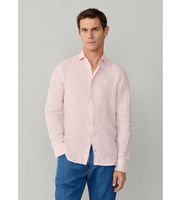 hackett london para hombre hm3010636 camisa de lino tenida fit tailored rosa m casual manga larga